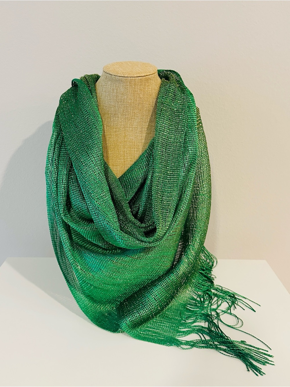 Green Metallic Fringe Scarf - Women Accessories